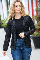 Haptics Black Sequin Open Blazer Haptics