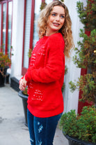 Haptics More The Merrier Red Pearl Christmas Tree Jacquard Sweater