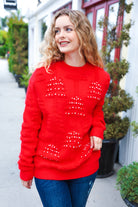 Haptics More The Merrier Red Pearl Christmas Tree Jacquard Sweater