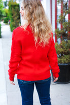 Haptics More The Merrier Red Pearl Christmas Tree Jacquard Sweater