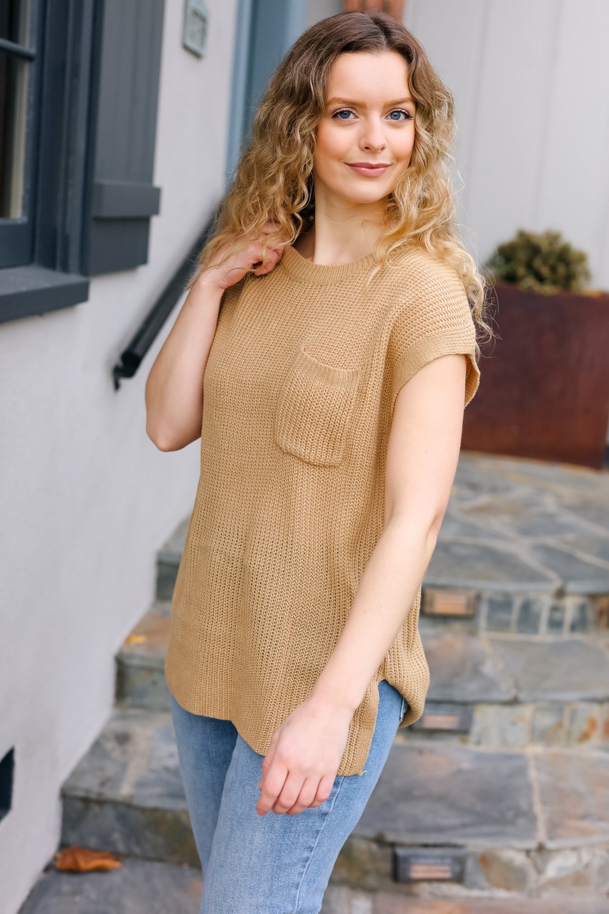 Haptics Best In Bold Taupe Dolman Ribbed Knit Sweater Top Final Sale Haptics