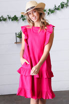 Haptics French Rose Tiered Ruffle Crinkle Dress Final Sale Haptics