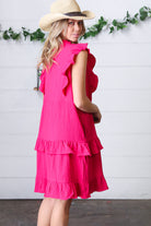 Haptics French Rose Tiered Ruffle Crinkle Dress Final Sale Haptics