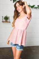 Haptics Mauve Eyelet Puff Sleeve Babydoll Top