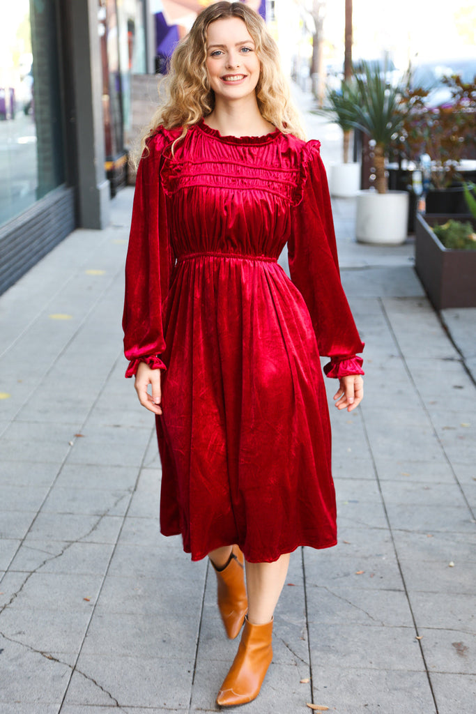 Haptics Be Your Own Star Ruby Mock Neck Velvet Dress Bloom 2023 Winter Sale