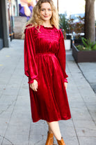 Haptics Ruby Red Mock Neck Velvet Dress Haptics