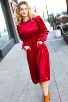 Haptics Ruby Red Mock Neck Velvet Dress Haptics