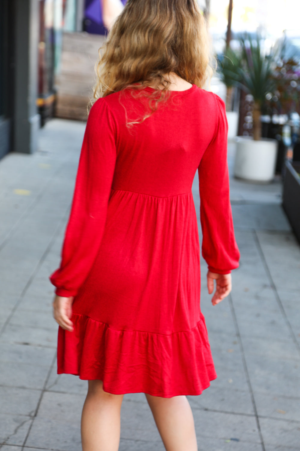 Haptics Lady In Red Hacci Fit & Flare Ruffle Dress Final Sale Bloom 2023 Winter Sale