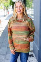 Haptics Orange & Green Space Dye Thermal Multicolor Hoodie 2024 Blow-Out Sale