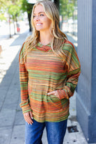 Haptics Orange & Green Space Dye Thermal Multicolor Hoodie 2024 Blow-Out Sale