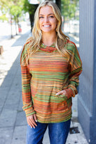 Haptics Orange & Green Space Dye Thermal Multicolor Hoodie 2024 Blow-Out Sale