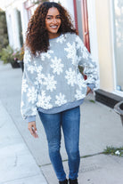 Haptics Silver Puffy Snowflake Sherpa Pullover Haptics