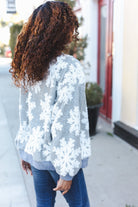 Haptics Silver Puffy Snowflake Sherpa Pullover Haptics