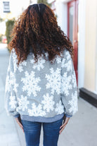 Haptics Silver Puffy Snowflake Sherpa Pullover Haptics