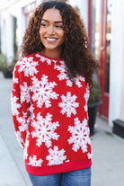 Haptics Red Puffy Snowflake Sherpa Pullover Haptics