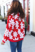 Haptics Red Puffy Snowflake Sherpa Pullover Haptics