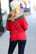 Haptics Christmas Red Terry Hacci Color Block Pullover Haptics