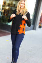 Haptics Black & Rust Plaid Hacci Knit Hoodie Haptics