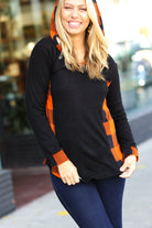 Haptics Black & Rust Plaid Hacci Knit Hoodie Haptics