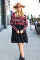 Haptics Holiday Plaid Twofer Babydoll Dress