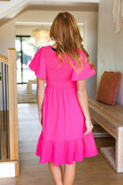 Haptics Fuchsia Smocked Fit & Flare Flutter Sleeve Dress MemorialDay24