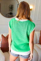 Haptics Lucky Kelly Green Embroidered Clover Short Sleeve Dolman Sweater