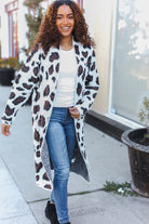 Mittoshop Boldly You Cream Fury Knit Animal Print Open Duster Cardigan Cardigan