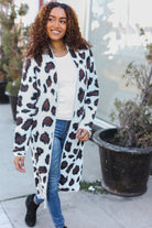 Mittoshop Boldly You Cream Fury Knit Animal Print Open Duster Cardigan Cardigan