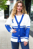 Haptics Game Day Blue "K" Embroidered Cardigan Haptics