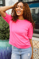 Haptics Pink Mock Neck With Back Ribbon Bow Tie Sweater Top