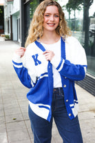 Haptics Game Day Blue "K" Embroidered Cardigan Haptics