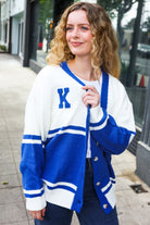 Haptics Game Day Blue "K" Embroidered Cardigan Haptics