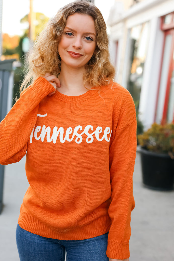 Haptics Game Day Orange "Tennessee" Embroidery Pop Up Sweater Bloom 2023 Winter Sale