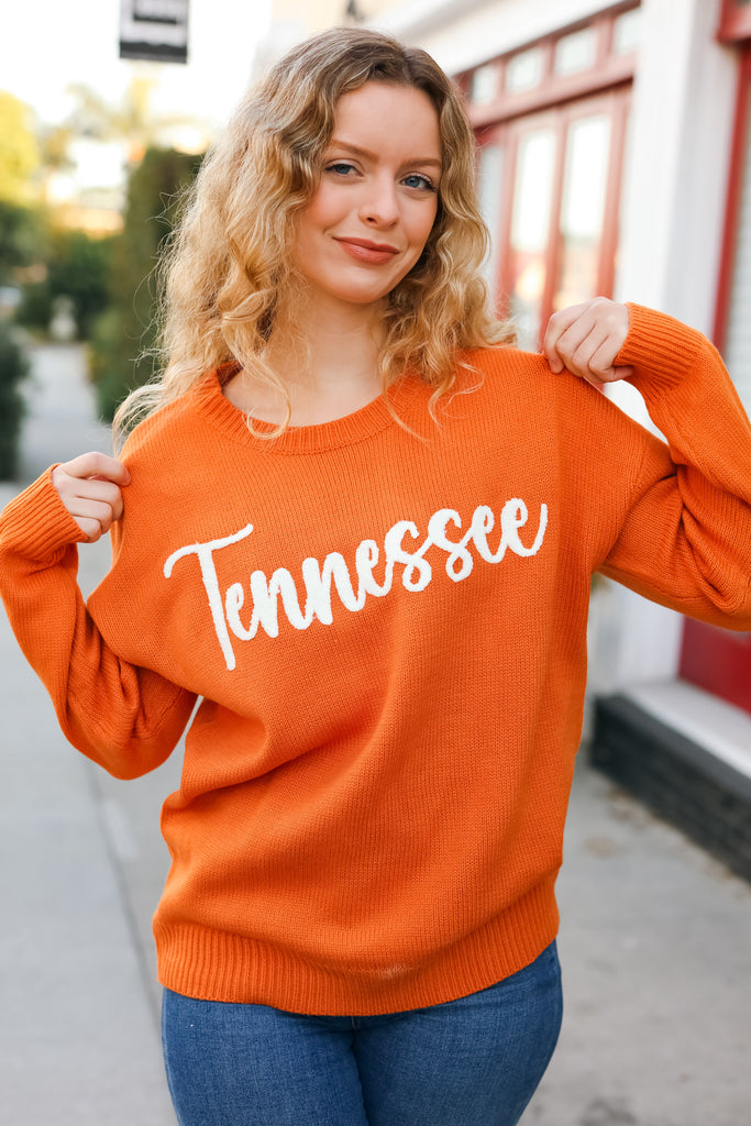Haptics Game Day Orange "Tennessee" Embroidery Pop Up Sweater Bloom 2023 Winter Sale