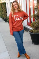 Haptics Game Day Burnt Orange "Texas" Embroidery Pop Up Sweater Haptics