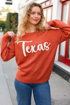 Haptics Game Day Burnt Orange "Texas" Embroidery Pop Up Sweater Haptics