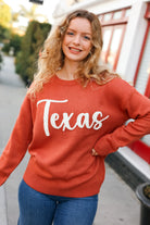 Haptics Game Day Burnt Orange "Texas" Embroidery Pop Up Sweater Haptics