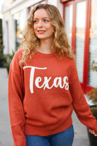 Haptics Game Day Burnt Orange "Texas" Embroidery Pop Up Sweater Haptics