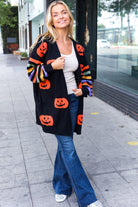 Haptics Pumpkin Multicolor Stripe Jacquard Knit Open Cardigan Haptics