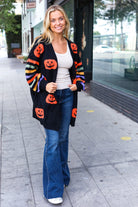 Haptics Pumpkin Multicolor Stripe Jacquard Knit Open Cardigan Haptics