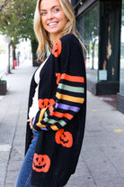 Haptics Pumpkin Multicolor Stripe Jacquard Knit Open Cardigan Haptics