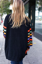 Haptics Pumpkin Multicolor Stripe Jacquard Knit Open Cardigan Haptics