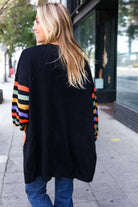 Haptics Pumpkin Multicolor Stripe Jacquard Knit Open Cardigan Haptics