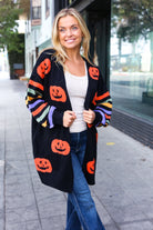 Haptics Pumpkin Multicolor Stripe Jacquard Knit Open Cardigan Haptics