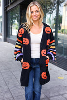 Haptics Pumpkin Multicolor Stripe Jacquard Knit Open Cardigan Haptics