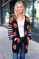 Haptics Pumpkin Multicolor Stripe Jacquard Knit Open Cardigan Haptics