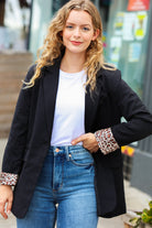 Haptics Feeling Bold Black Leopard Tailored Collar Lapel Blazer Final Sale