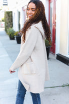 Zenana Taupe Open Sweater Cardigan Hoodie With Pockets Cardigan