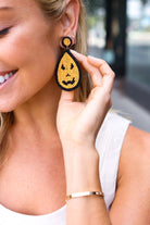 ICON Orange & Black Jack-O-Lantern Teardrop Earrings