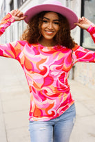 Haptics Find Love Red/Pink Fitted Floral Print Buttery Soft Knit Top